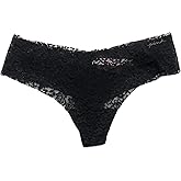 Victoria's Secret Pink Women's Lay Flat Lace Thong Panty Black