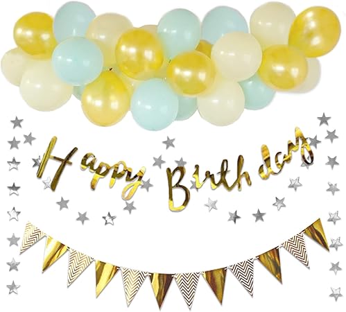 Amazon ハッピーバルーンマルシェ 誕生日 お祝い 飾り付け バースデー パーティー デコレーション 装飾 風船 バルーン ガーランド Happy Birthday セット ミントグリーンアイボリー 誕生日キット ミニポンプ 風船 バルーン おもちゃ