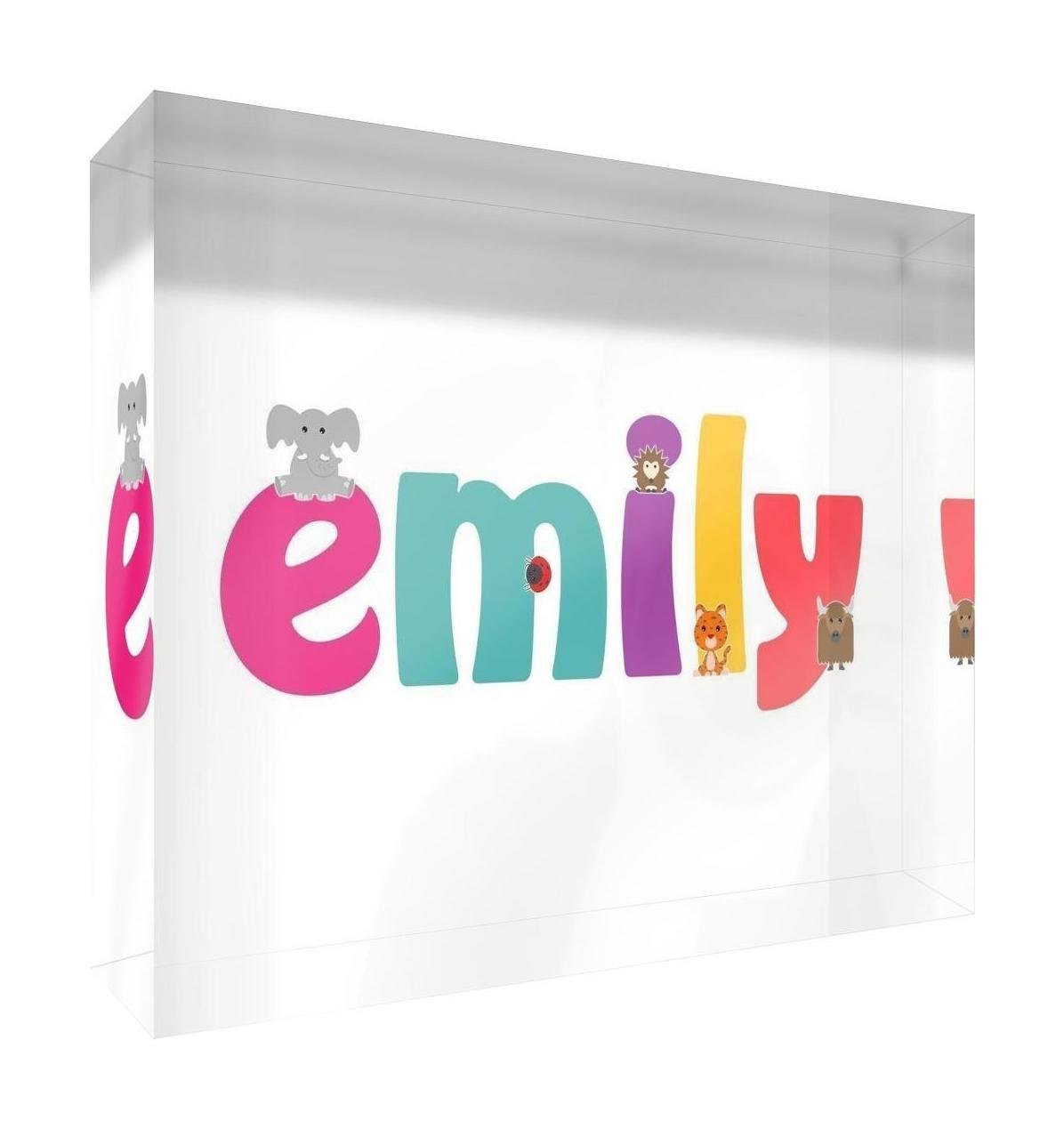 Little Helper Framed Box Canvas with Solid Wooden Surround in Cute Illustrative Design, Girl's Name (34 x 88 x 3 cm, Large, White, Georgia)
