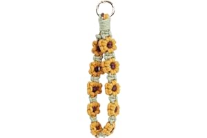 elephtree Boho Macrame Keychain Wristlet Keychain Weave Exquisite Keyring Holder Bracelet Handmade Wrist Lanyard for Women