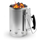Joyagrill 7.5X12inch XL Charcoal Chimney Starter with Electroplated Handle, Durable Fire Starter with Large Capacity Rapidfire Chimney Starter, Tilted Handle Design for Safe