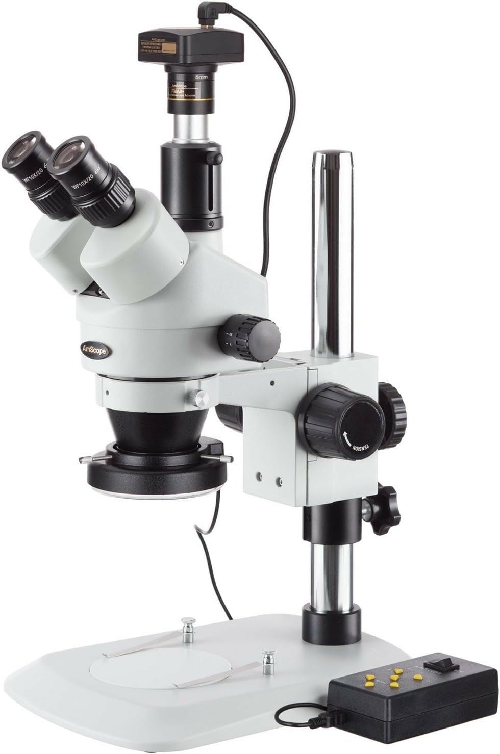 AmScope - 3.5X-90X Zoom Stereo Microscope w 10MP Camera + 144-LED 4-Zone Light