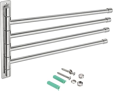 Amazon Sumnacon タオルハンガー タオル掛け スイングアーム 洗面所 ステンレス タオルバー 壁掛け 省スペース つや消しステンレススチール製 並行輸入品 ｌ シルバー タオルバー