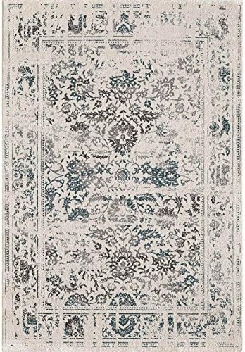 Taleta Vineyard Collection Traditional Design Distressed pattern Turkey Area Rug,White,80x150cm