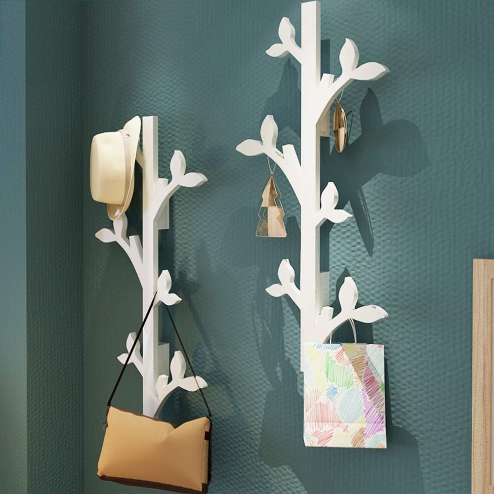 Perchero QFFL Percha de Ganchillo Madera Blanca Montada en la Pared