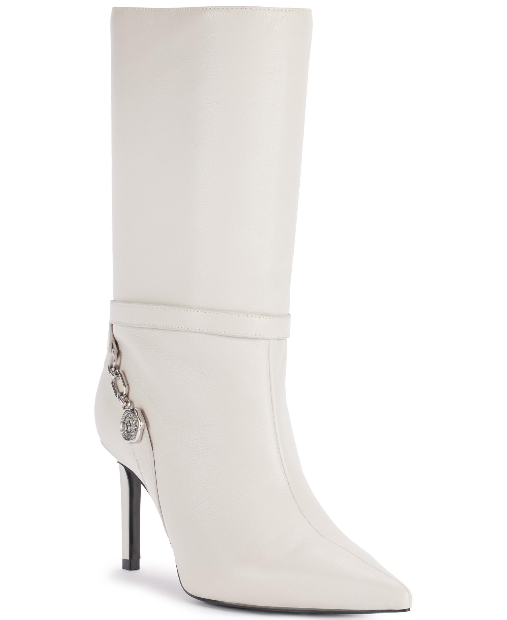 Karl Lagerfeld Paris Women’s Sharina Everyday Heeled Boot Ankle, Soft White, 9