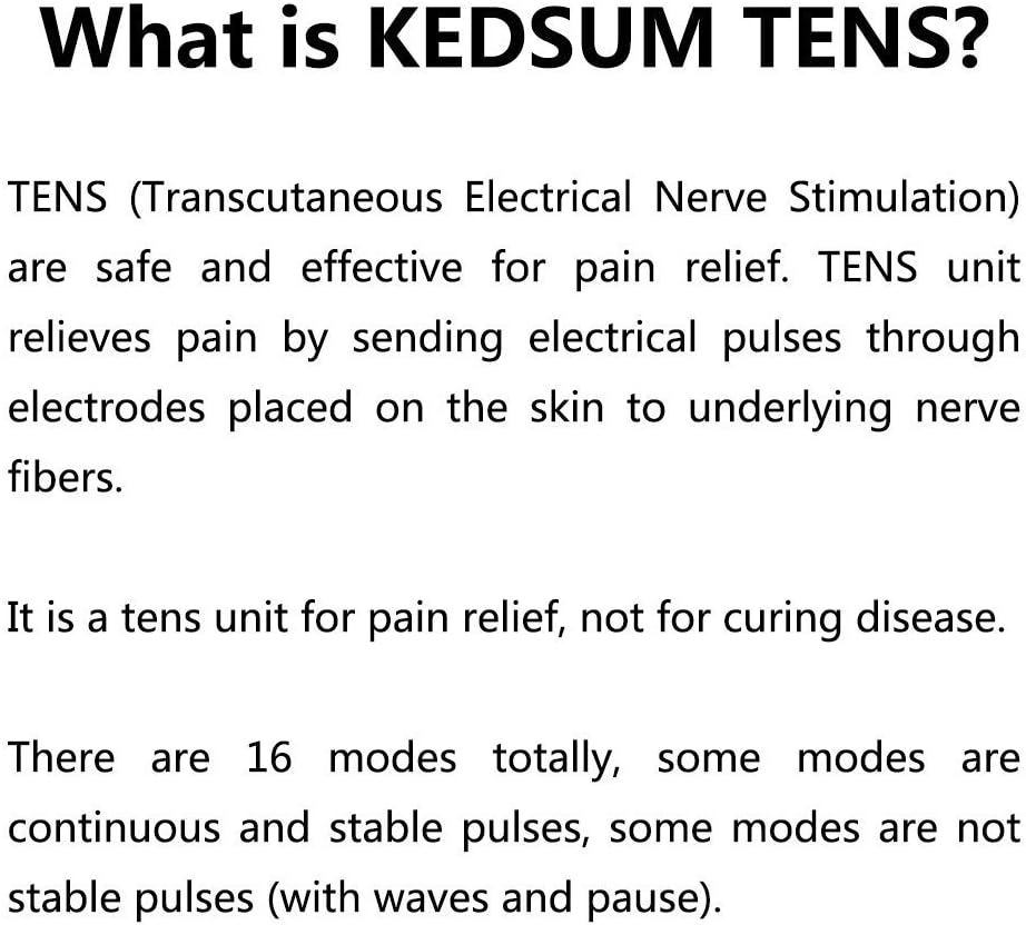 KEDSUM Rechargeable Tens Unit Muscle Stimulator, 3rd Gen Pain Relief 16 Modes Machine Electric Pulse Impulse Mini Massager with 8 Pads, 2 Electrode Wires and a 4-1 Electrode Wire: Health & Personal Care