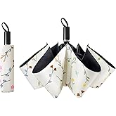 Cuby UV Sun Umbrella Compact Folding Umbrella lightweight Portable Manual Travel Umbrella for Rainproof & 99% UV Protection with Black Anti-UV Coating