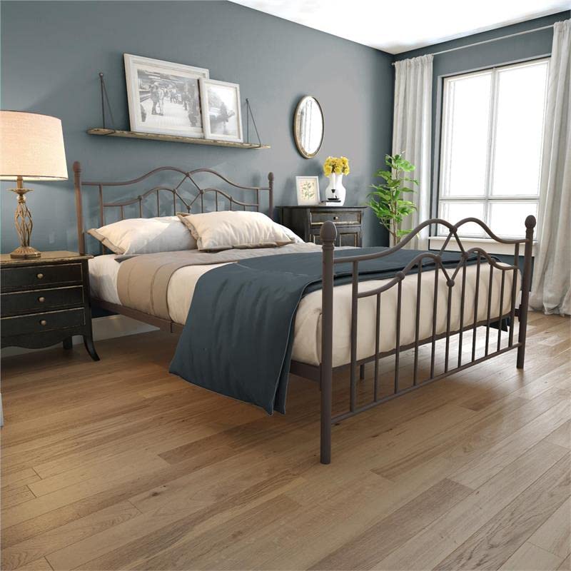 DHP Tokyo Metal Platform Bed with Classic Finial Post Headboard and