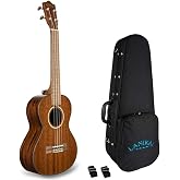 Lanikai MAS-T 4 String Ukulele, All Solid Mahogany Tenor Ukulele, with Rosewood Fingerboard, Natural