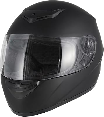 Casque Moto Intégral Homme et Femme, Noir M (57-58cm)