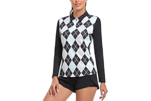 Soneven Womens Long Sleeve Polos 1/4 Zip Moisture Wicking Collared Golf Shirt Slim Fit for Casual Work