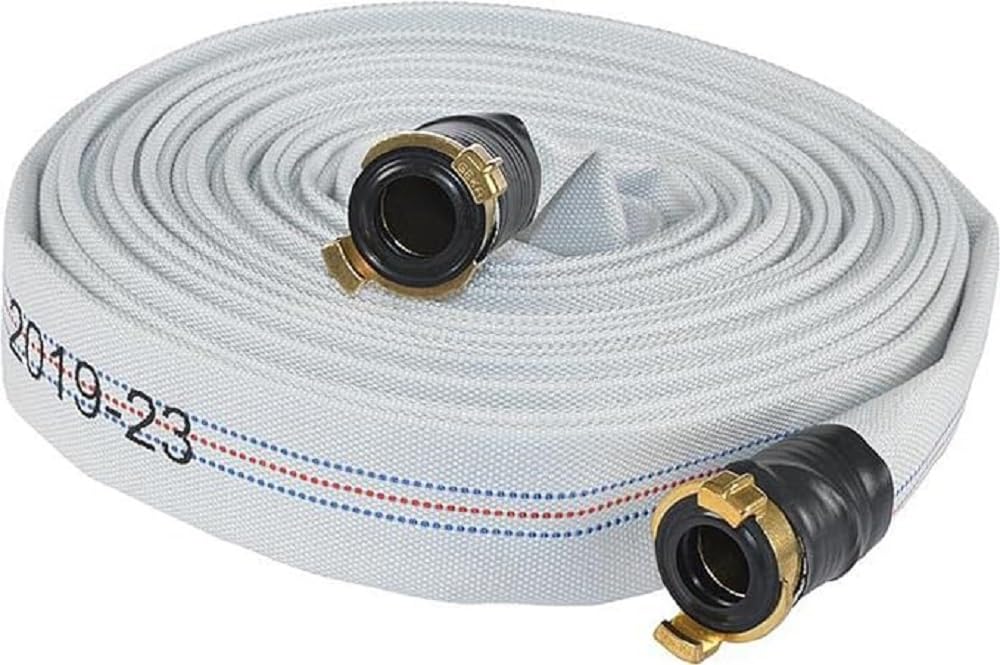 GEKA 13.5051 Set Including Quick Connection Size 1 1/2 inch, Inner Diameter 40 mm, Length, Colour: White, Brass Coupling, for Construction Sites, Stable Hose, ca. 15 m