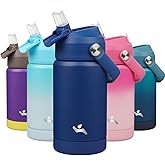 Konokyo Insulated Water Bottle with Straw Lid,12 oz Stainless Steel Vacuum Metal Bottle with Silicone Handle,Klein Blue