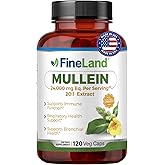 FineLand Mullein Leaf 20x Extract – 24,000mg Strengh – 120 Vegan Capsules – Lung Cleanse & Respiratory Support Supplement – Sinus, Bronchial & Immune Health – Made in USA