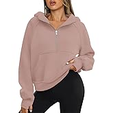 ATHMILE Womens Hoodies Long Sleeve Fleece Quarter Zip Pullover Workout Oversized Sweatshirt Fall Winter Crop Jacket Tops 2025