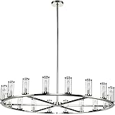 Alora Lighting Revolve 48" Chandelier | Polished Nickel Finish | Clear Glass Tubes | Transitional Classic Ceiling Light | Mad