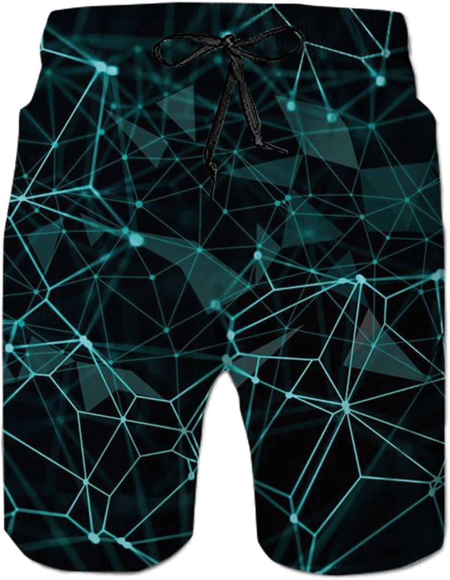 NEWISTAR Mens Medium Length 3D Print Graphic Summer Beach Shorts Surfing Trunks S-XXXL