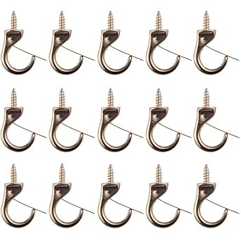 Lee House 15 Pcs Ceiling Hooks Metal Cup Hooks Windproof Hook