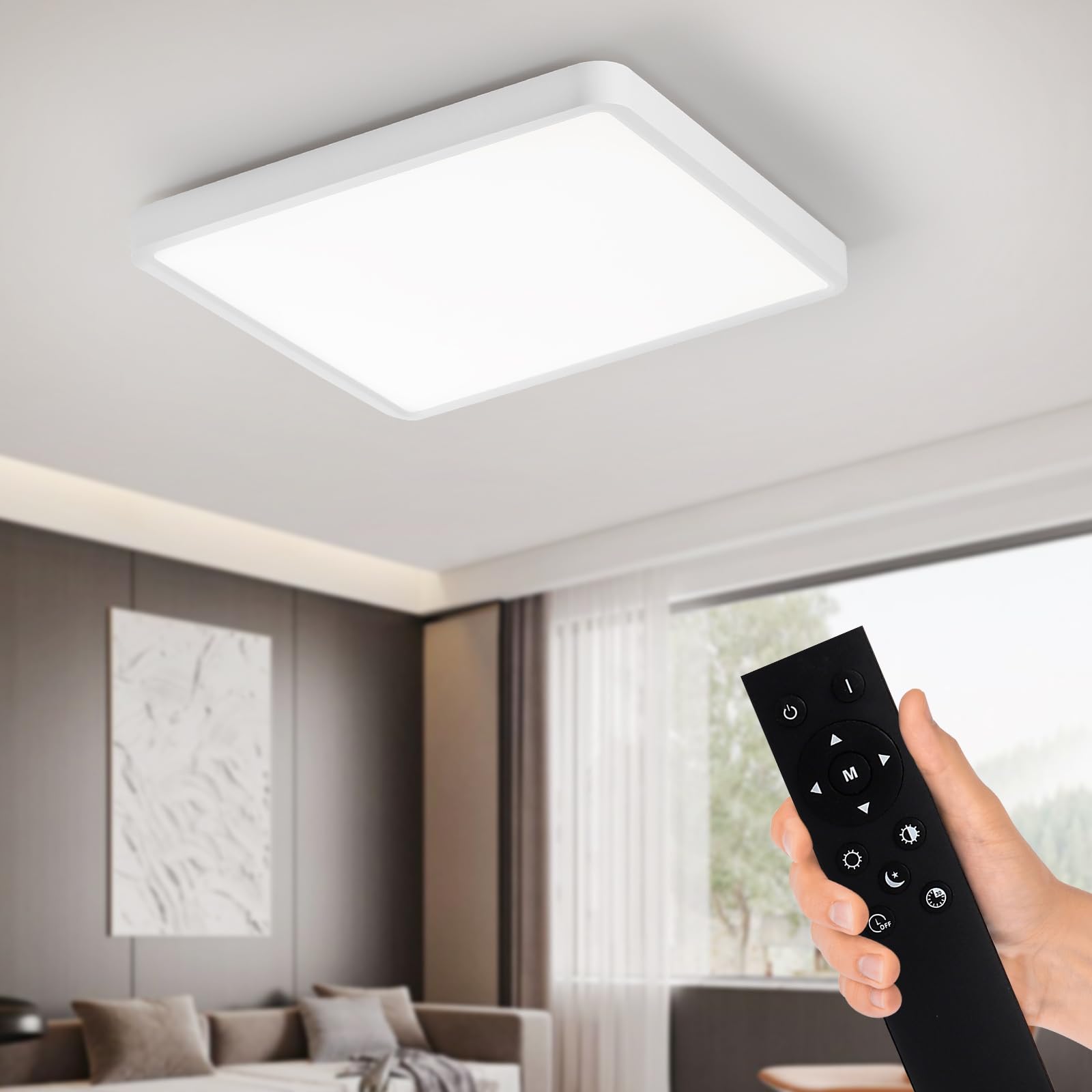 LED Ceiling Light Fixture with Remote Contro 12Inch 36W Flush Mount Close to Ceiling Lights 3000K-6500K Light Color Changeable Slim Modern Ceiling Lamp for Bedroom Kitchen Dining room Entryway
