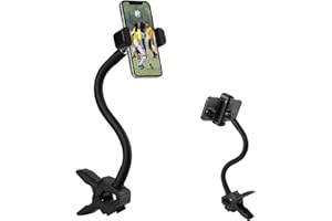 MIPPKO Gooseneck Phone Holder Jaws Flex Clamp Clip Mount,11.8" Long Gooseneck Arm Aluminum Alloy Ball Head Mount for Desk/Table/Pole/Board,Compatible with 3.5~7.5" iPhone/HTC/LG/Nexus/Smartphones-1 Pack
