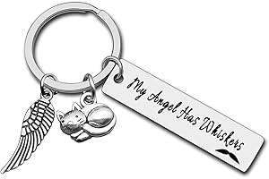 DABIHU Pet Sympathy Gift Loss of Cat Keychain Memorial Gift for Loss of Cat Pet Loss Jewelry Sympathy Gift for Cat Lover Family Friends Pet Owner Remembrance Gifts In Memory of Cat Has Whiskers Keyring
