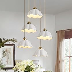 Fulesi Vintage White Ceramic Pendant Light 5-Light