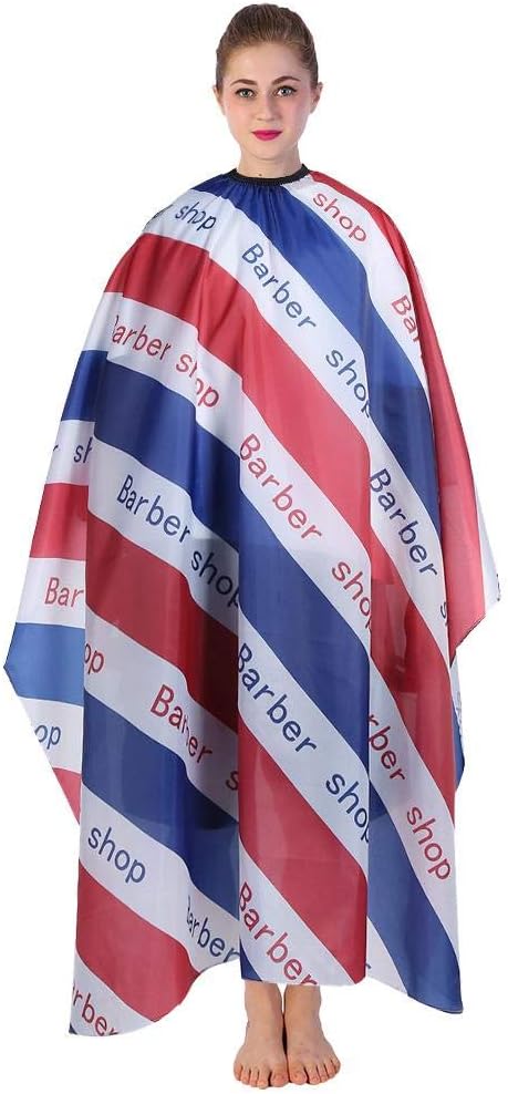 Cutting Hair Waterproof Cloth, Color Strapes Waterproof Hairdresser Wai Cloth Barber Gown