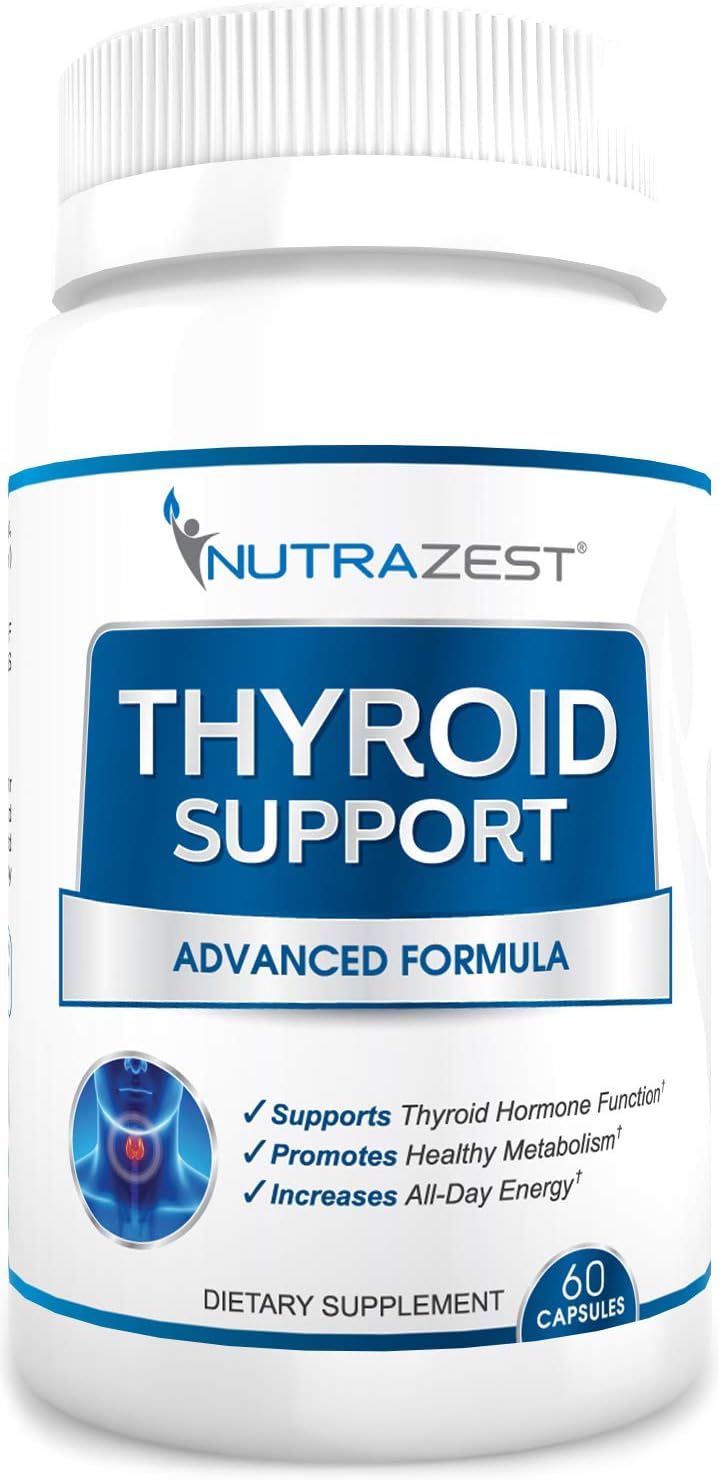 Thyroid Support Supplement - #1 Premium Formula to Boost Metabolism, Support Weight Loss, Increase Energy, Mental Focus & Concentration - with Iodine (Kelp), Zinc, L-Tyrosine, Ashwagandha, Vitamin B12 - 60 Capsules by Nutrazest