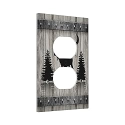 Rustic Deer Moose Forest Tree on Wood Plank 1 Gang
