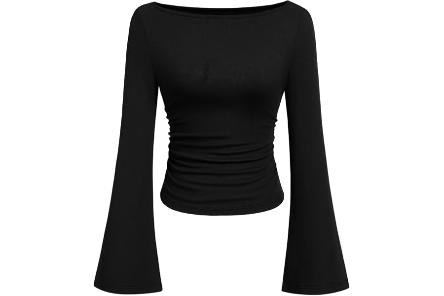 Gift Idea: PRETTYGARDEN Womens Bell Long Sleeve Ribbed Knit Tops