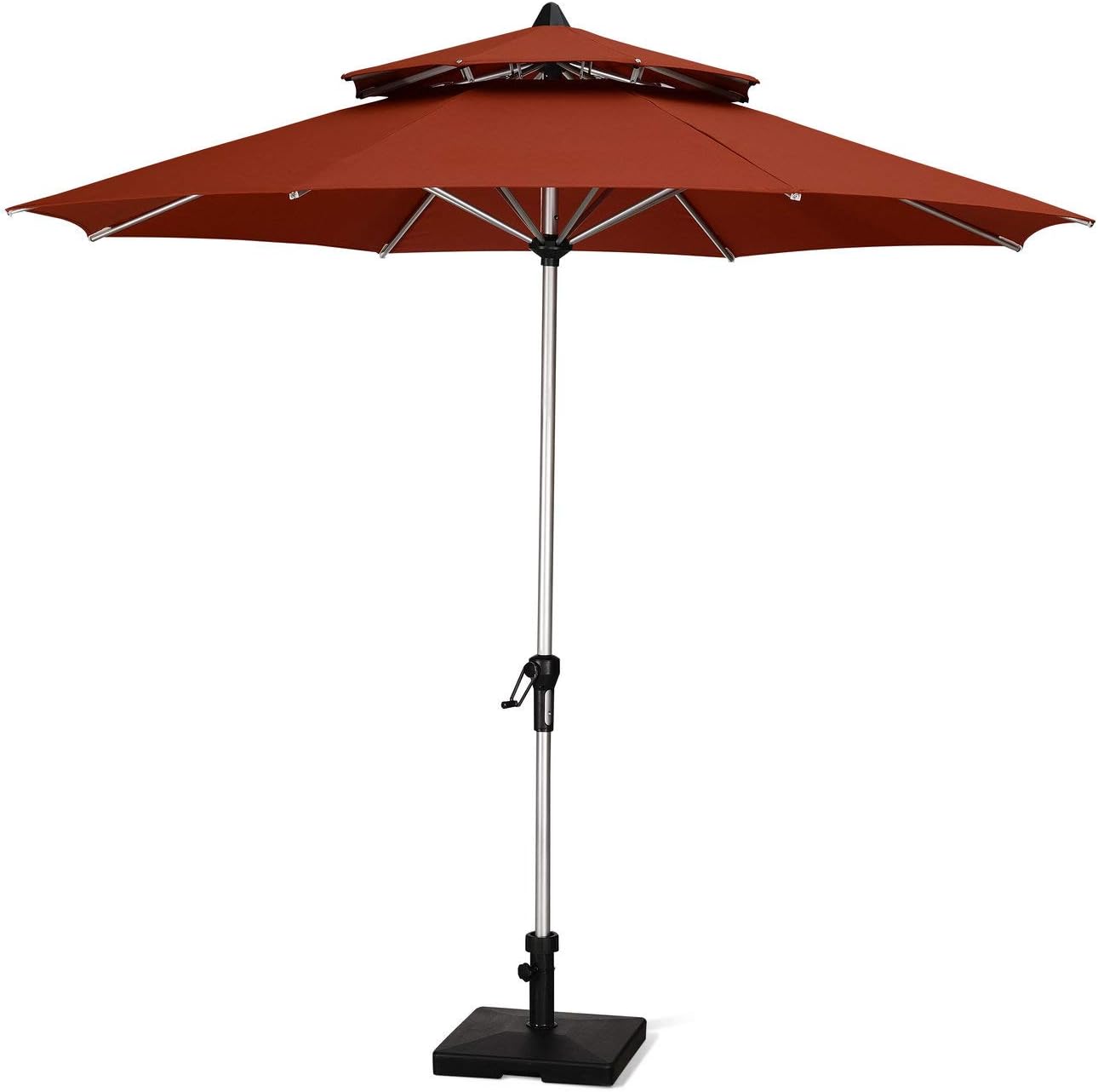 Amazon Com Purple Leaf 9 Feet Double Top Deluxe Patio Umbrella Outdoor Market Umbrella Garden Umbrella Brick Red Garden Outdoor