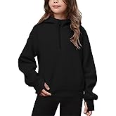 Haloumoning Girls Athletic Quarter Zip Fleece Hoodies Kids Side Slits Sweatshirts Thumb Hole Pullover Tops 5-14 Years