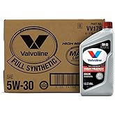Valvoline Full Synthetic High Mileage with MaxLife Technology SAE 5W-30 Motor Oil 1 QT, Case of 6