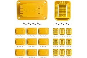 SKCMOX Tool Holders Battery Holders Mount for Dewalt 20V Battery Drill Tool Yellow 10pcs tool holders and 10 pcs battery holders