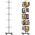 YEOOE Retail Display Racks 5 Tier Spinning Display Stand, Movable Shop Spinner Rack with Hooks, Retail Display Stand for Jewelry Keyring Hats Socks Toys (Black)