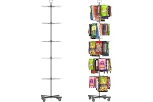YEOOE Retail Display Racks 5 Tier Spinning Display Stand, Movable Shop Spinner Rack with Hooks, Retail Display Stand for Jewelry Keyring Hats Socks Toys (Black)