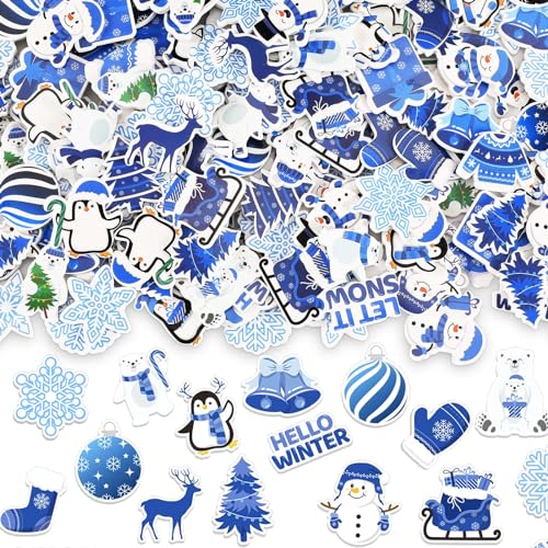 JULBEAR Winter Foam Sticker, 300Pcs Penguin Snowman Snowflakes Self Adhesive Foam Stickers for Kids Christmas Party Favors DIY Crafts Winter Holiday Decorations