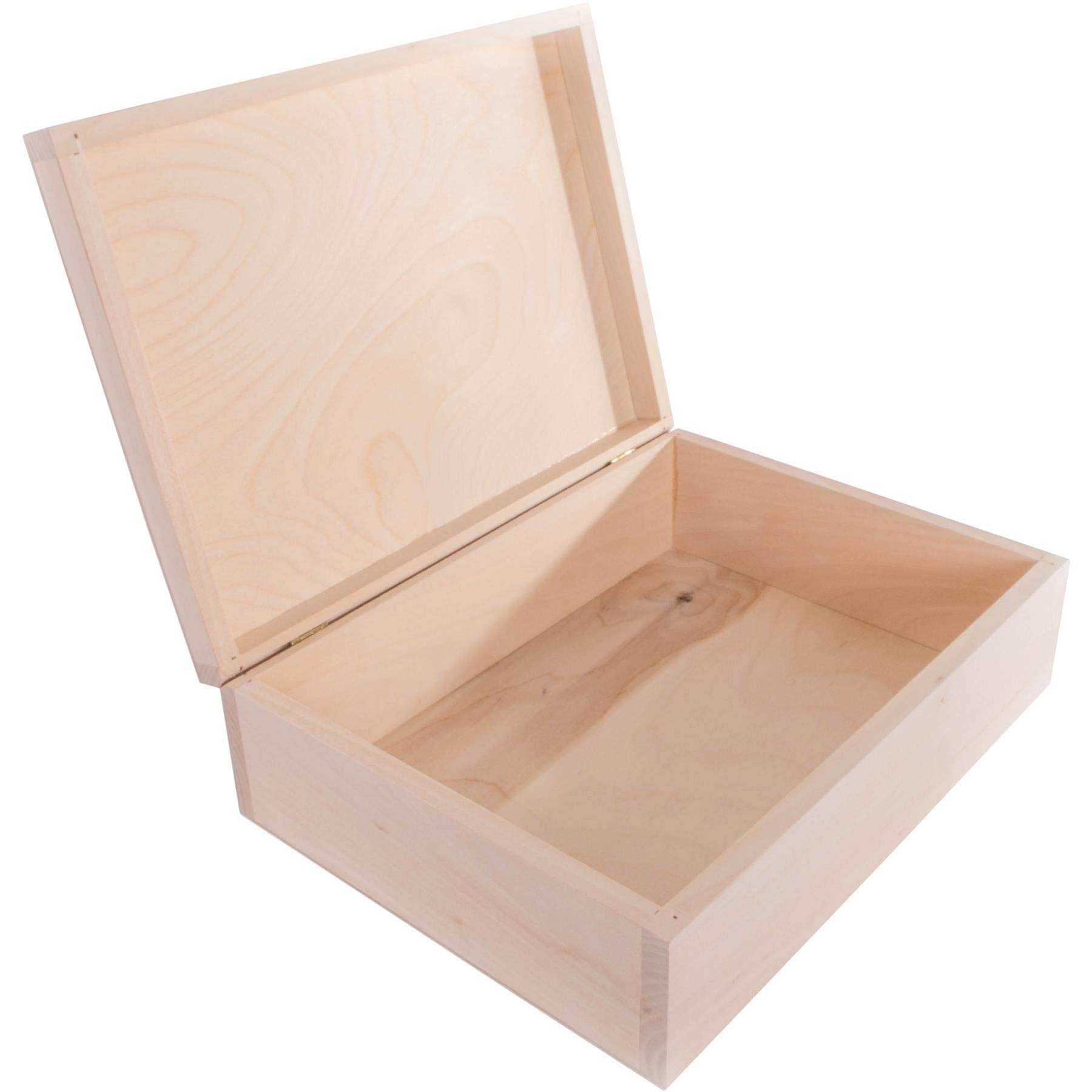 Rectangular Wooden Box to Decorate | 27.5 x 20.5 x 8 cm | Memory Keepsake Gift Case | Unpainted & Untreated Plain Lindenwood