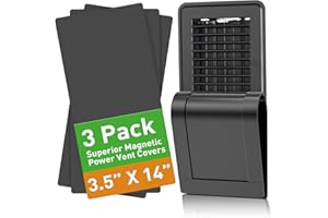 VE NI SCC Magnetic Vent Covers for Home Floor, Wall and Ceiling Vent Register, Black Vent Covers 3.5'' X 14'' for Complete Seal, Vent Cover to Block Air, for RV, Air Conditioning, HVAC and AC Vents, 3 Pack