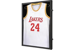 Hactyn Jersey Frame Display Case for Wall ,Large Lockable T-Shirt Shadow Box with Clear UV Protection Acrylic & Hangers for F