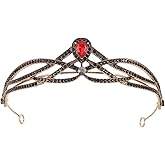 Beaupretty Baroque Crown Headband Wedding Bridal Crown Emerald Crystal Halloween Gemstone Tiara for Women Girls Supplies Red