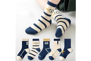 5-Pack Striped Soccer Socks for Kids, Boys' Cool Mid-Calf Socks, All-Season Unisex Football Crew Socks