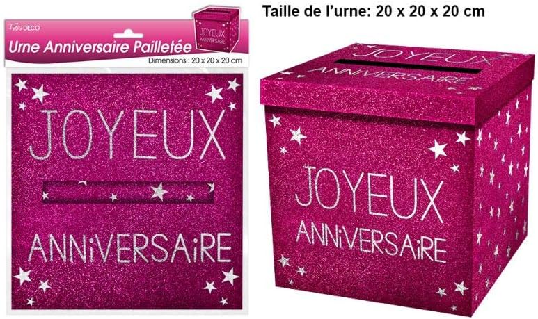 Urne Joyeux Anniversaire Pailletee Fuchsia Amazon Fr Cuisine Maison