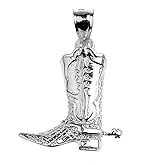 Claddagh Gold 925 Sterling Silver Lucky Cowboy Boot Pendant Charm