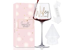 Cute Wedding Engagement Day Gifts Idea for Bridal Shower Est 2026,Wifey Wine Glass Bride to Be Sash Veil for Bachelorette Par
