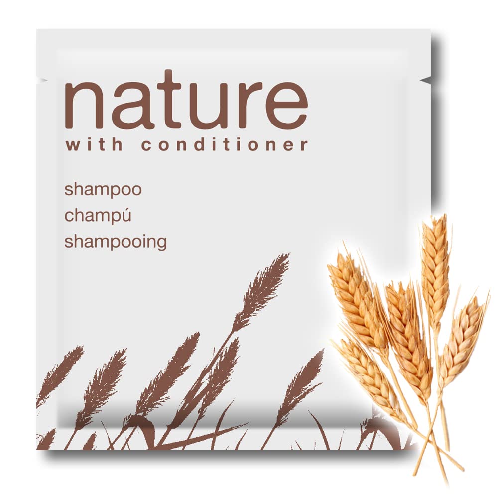 GPQ - Hotel Shampoo and Conditioner Nature Line | Amenities & Toiletries | 400 Sachets x 8 g. Travel Size | Paraben Free w/Essential Oils | Miniatures for AirBnB, B&B, Holiday Let, Guest House