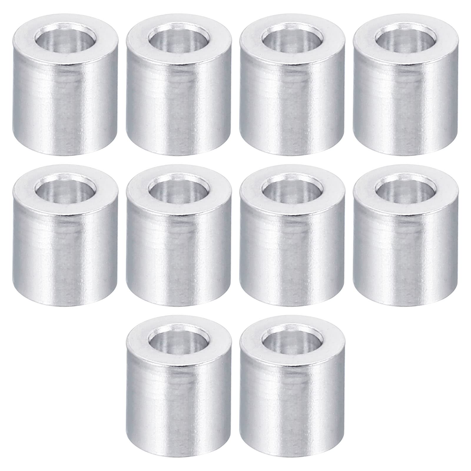 PATIKIL M4 Aluminum Spacer, 10 Pack 4.2mm ID x 8mm OD x 8mm L Metal Spacer Aluminum Round Plain Finish Spacer Screw Standoff for 3/16" or M4 Screw Bolts — image 1