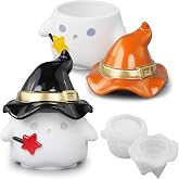 Japleed Ghost Storage Box Mold with Witch Hat Design, 3D Halloween Resin Mold, Cute Jar Silicone Molds for Epoxy Resin Concrete, Candle Holder Succulent Pot Jewelry Holder Mould for Decor Art Craft