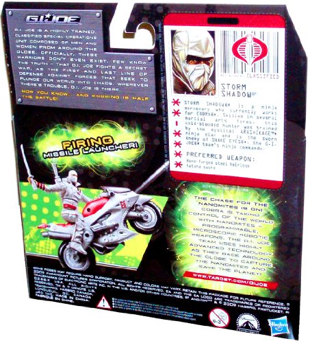Hasbro Year 2009 G.I. JOE Movie Series "The Rise of Cobra" Exclusive 4 Inch Tall Action Figure with Vehicle Set - STORM SHADOW with ARASHIKAGE CYCLE that Fires Missile Plus Assault Rifle with Grenade Launcher, Nanomite Warhead, Iron Claw, Katana Sword wit
